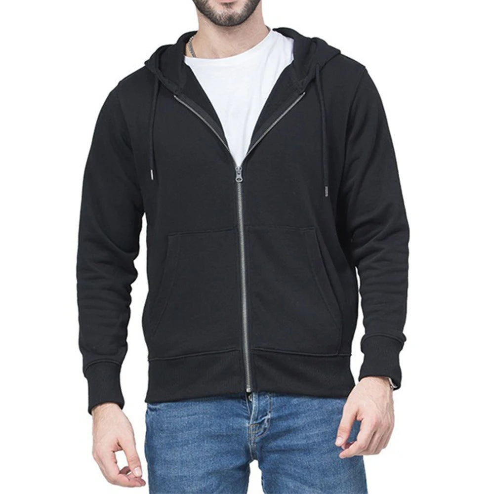 Herren nan schmal geschnittener Zip-Hoodie mit Metall-Reißverschluss, doppellagiger Kapuze und Kängurutasche Shop Nory