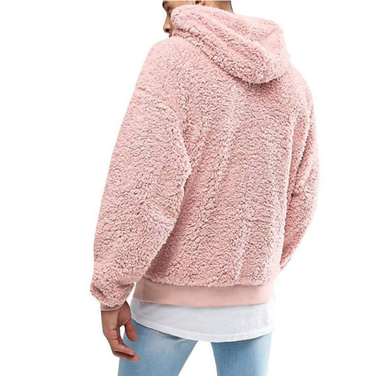 Herren kuschelige Fleece-Hoodie mit hohem Kragen