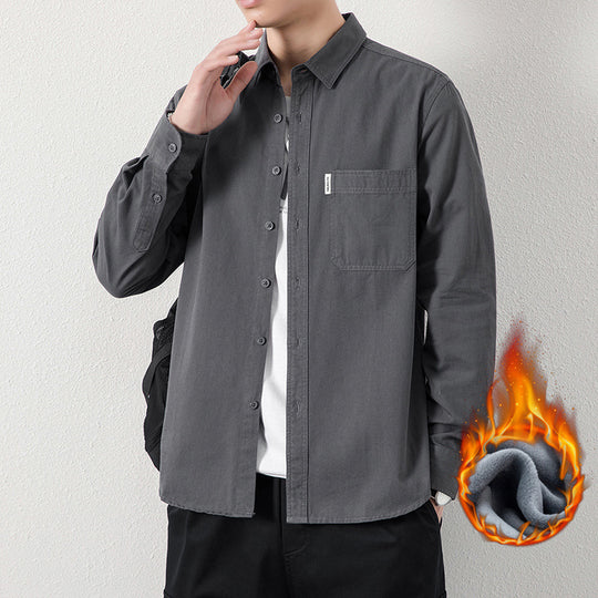 Herren Lässiges Utility-Overshirt aus Canvas mit Brusttasche und verstärkten Nähten Shop Nory