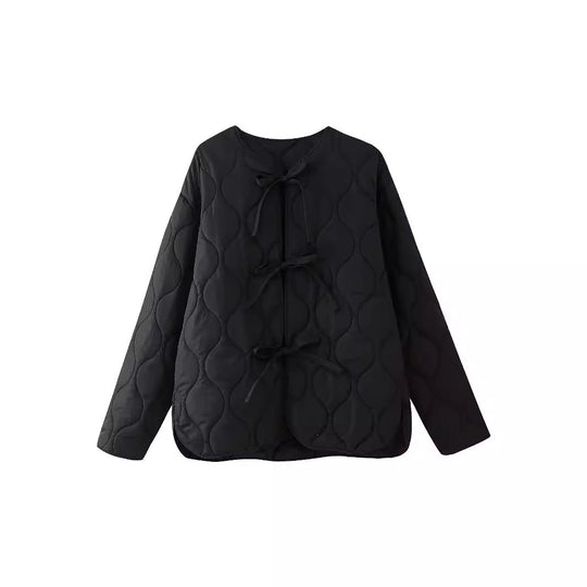 Damen geometrisch gesteppte Oversize-Linerjacke ohne Kragen Shop Nory