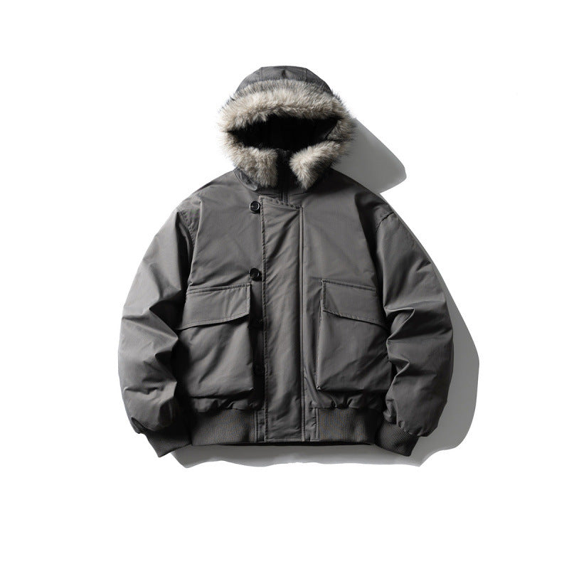 Herren Gefütterte Winterbomberjacke mit Kapuze und Kunstfellbesatz Shop Nory