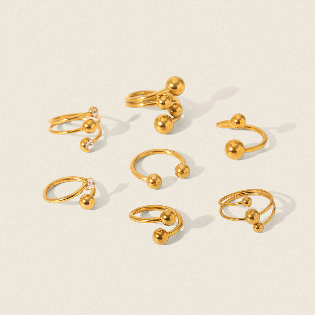 Damen Eleganter Ring mit Doppel-Kugel Shop Nory