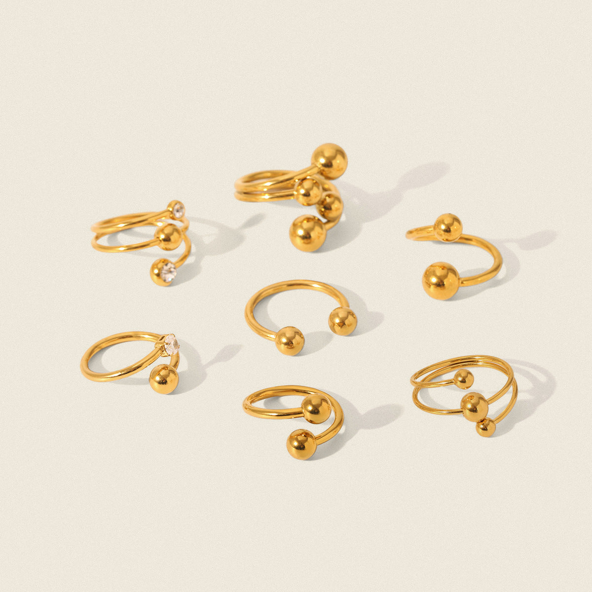 Damen Eleganter Ring mit Doppel-Kugel Shop Nory