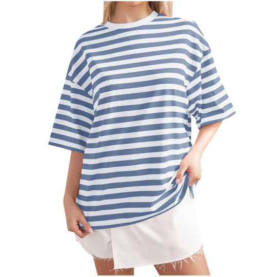 Damen Lässiges Oversized T-Shirt mit breiten Streifen