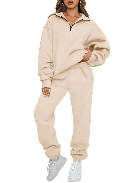 Damen nan oversized Sweatshirt Jogginghose Set mit Reißverschlusskragen Shop Nory
