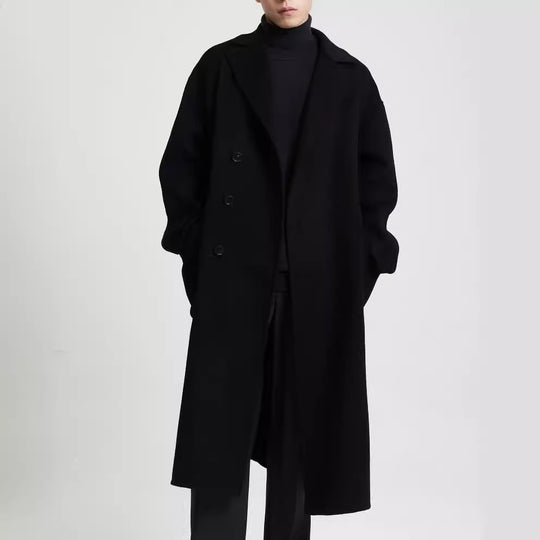 Herren Oversize Doppelreiher Wollmantel mit weitem Schnitt und klassischem Revers Shop Nory
