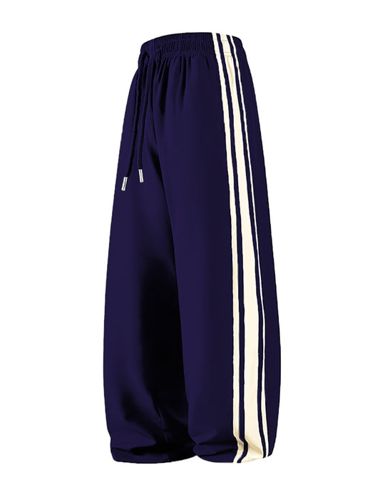 Damen Weite Trackpants mit Tunnelzugbund und seitlichen Kontraststreifen Shop Nory