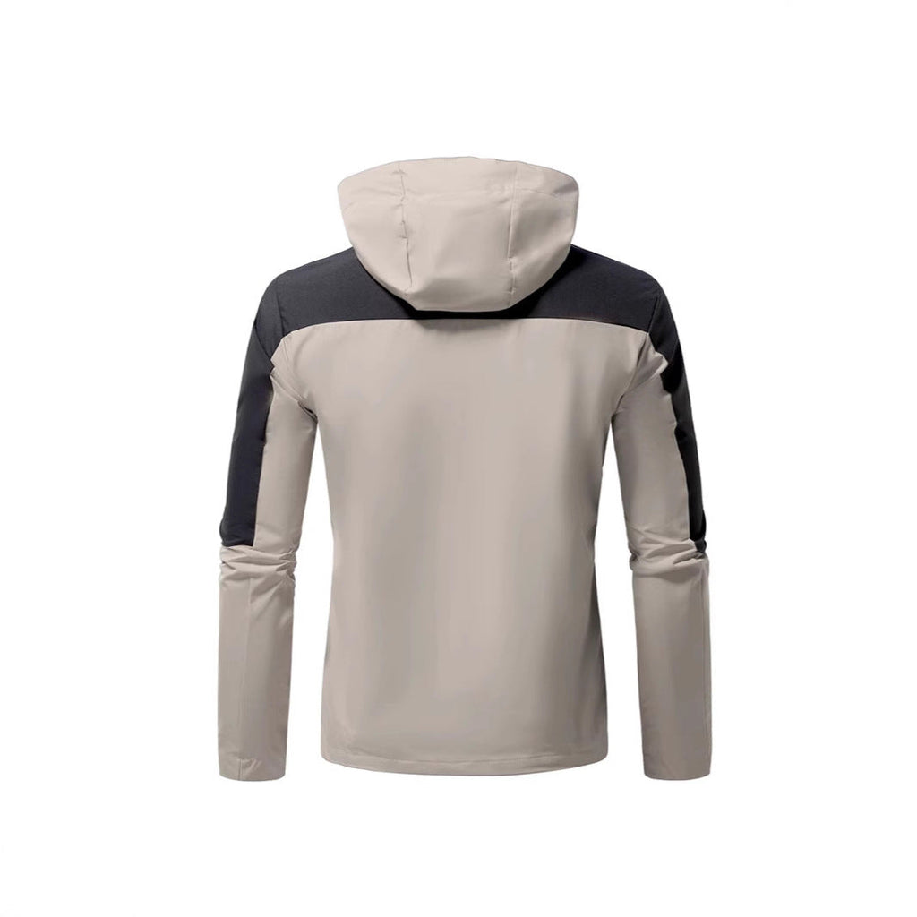 Herren Windbreaker Jacke mit verstellbarem Kapuzenkragen und seitlichen Taschen