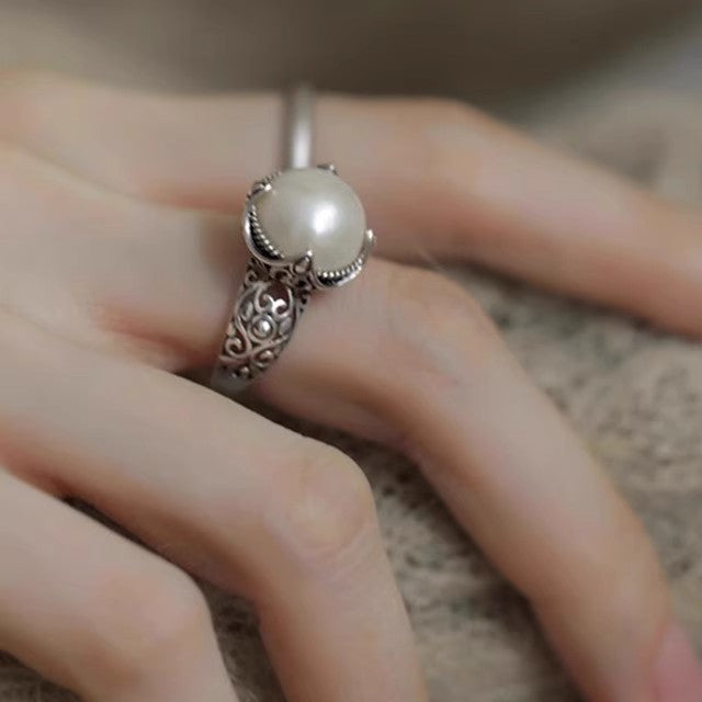 Damen perlverzierter Ring mit kunstvoller Fassung Shop Nory
