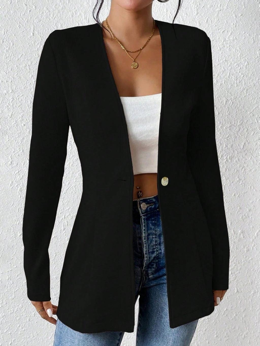 Damen elegante Blazerjacke mit asymmetrischem Schnitt