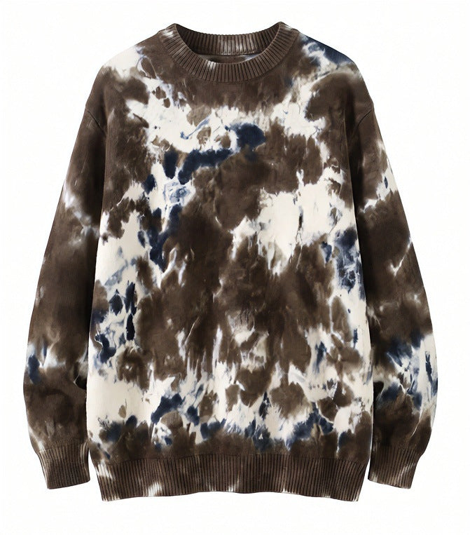 Herren Oversized Batik-Pullover mit Rundhalsausschnitt und Rippbündchen Shop Nory