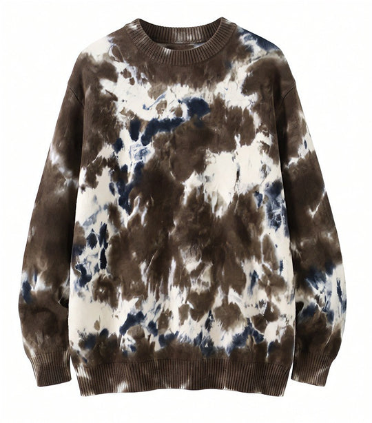 Herren Oversized Batik-Pullover mit Rundhalsausschnitt und Rippbündchen Shop Nory