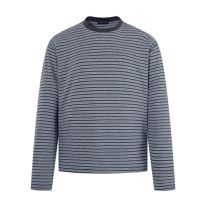 Herren Gestreiftes Langarmshirt aus Baumwollmischung mit Rundhalsausschnitt und Relaxed-Fit Shop Nory