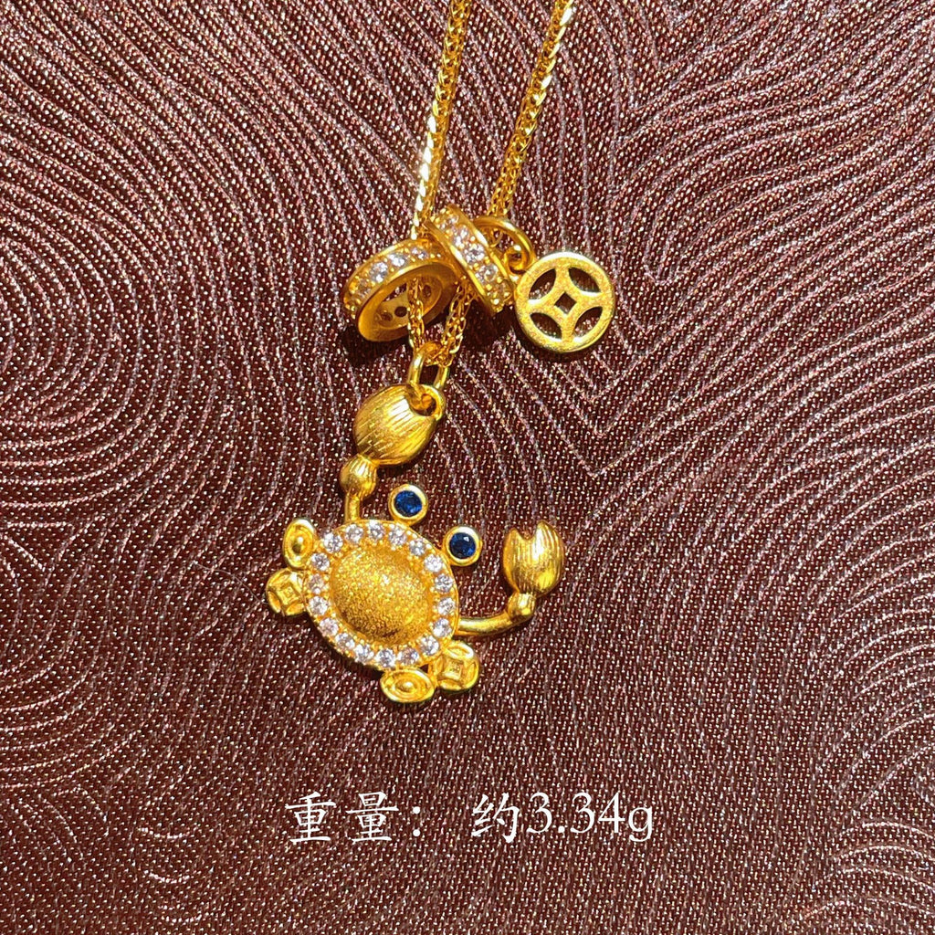 Damen Halskette mit kreativem Krabbenanhänger und funkelnden Zirkonia Shop Nory