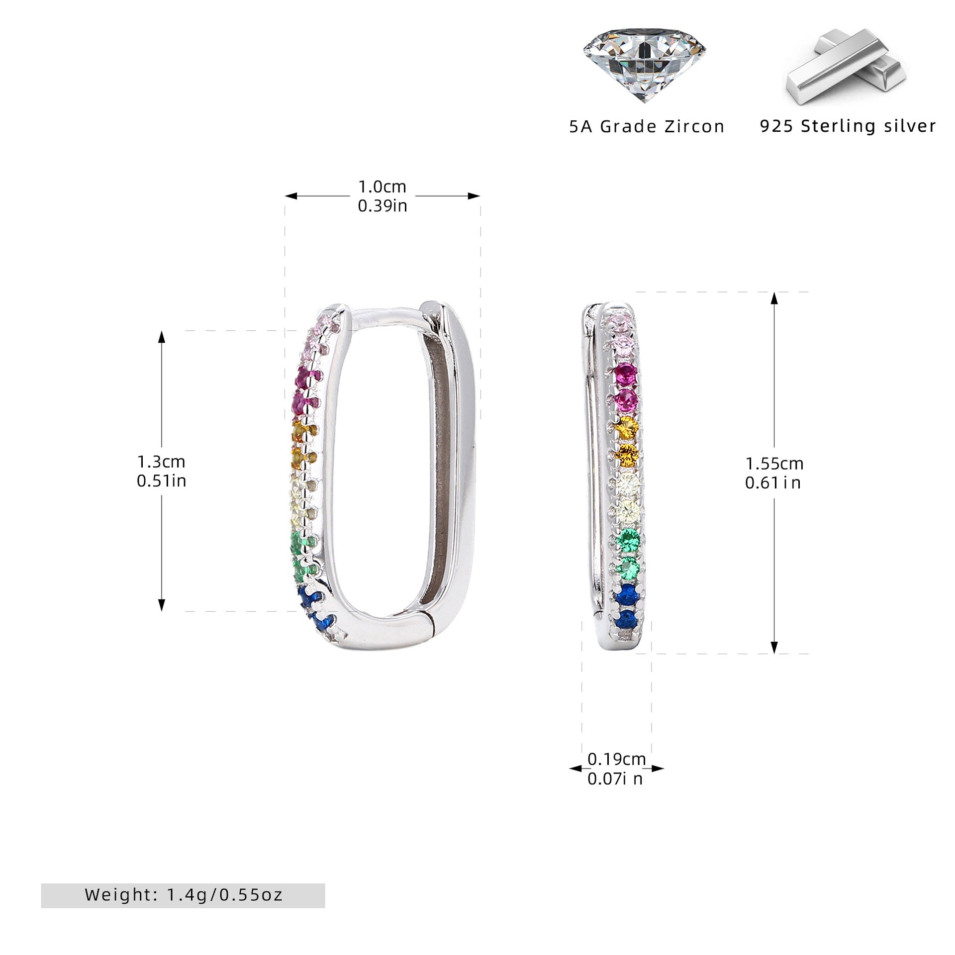 Damen Ohrstecker aus 925er Sterling Silber mit bunten Zirkonia Shop Nory