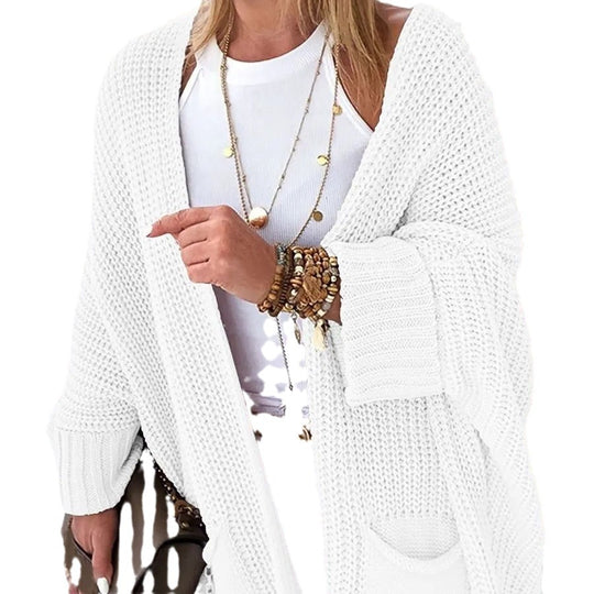 Damen Oversize Grobstrick-Cardigan mit weitem Schalkragen und aufgesetzten Taschen Shop Nory