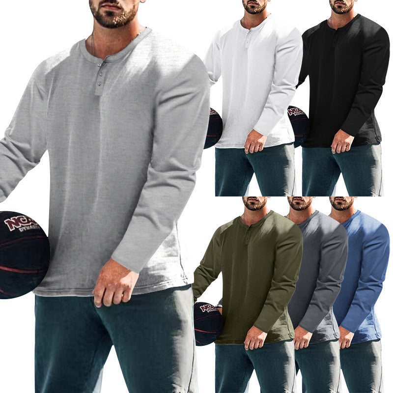 Herren Langarm-Henley-Oberteil aus Baumwoll-Mix schmal geschnitten Shop Nory