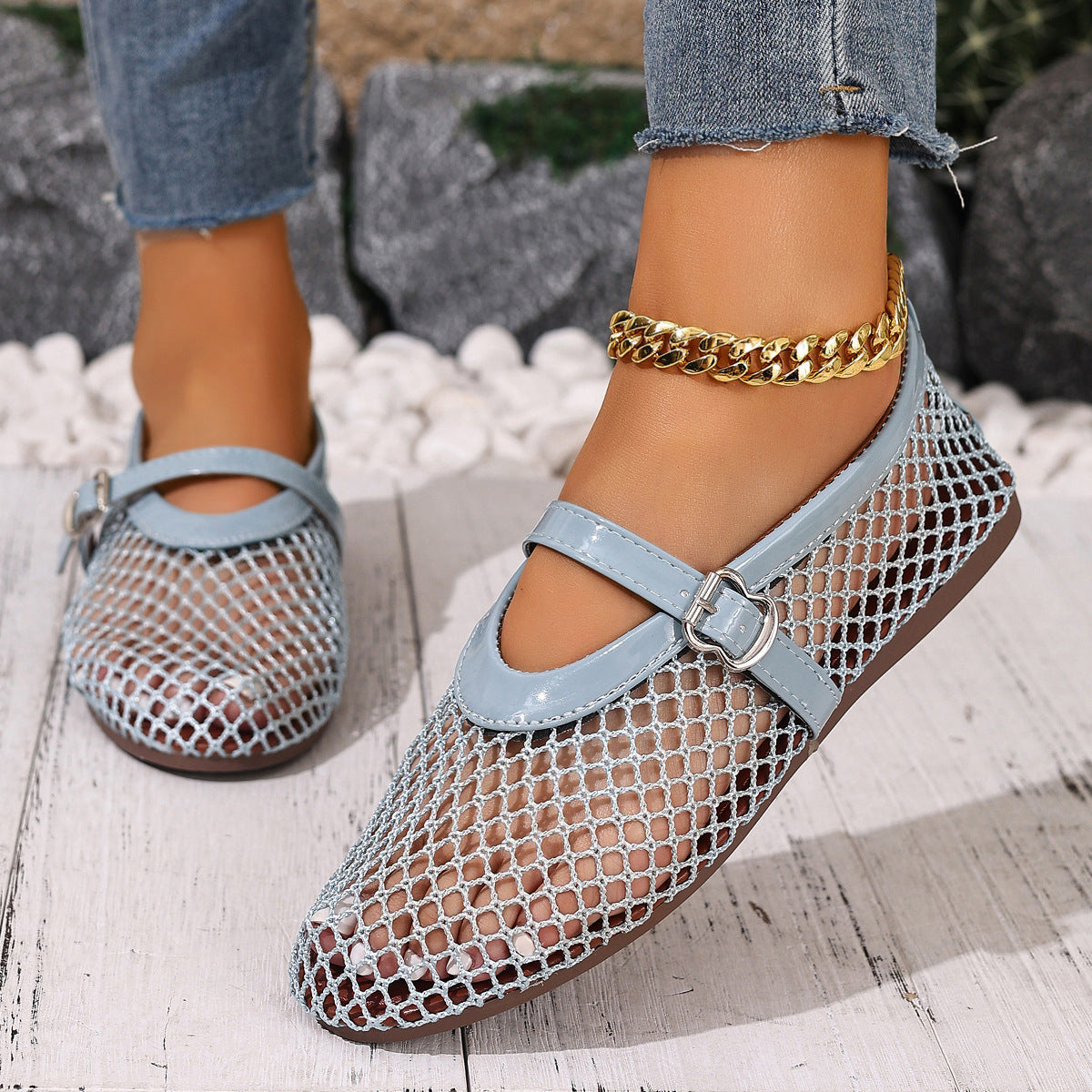 Damen Netzschuhe mit elegantem Riemen