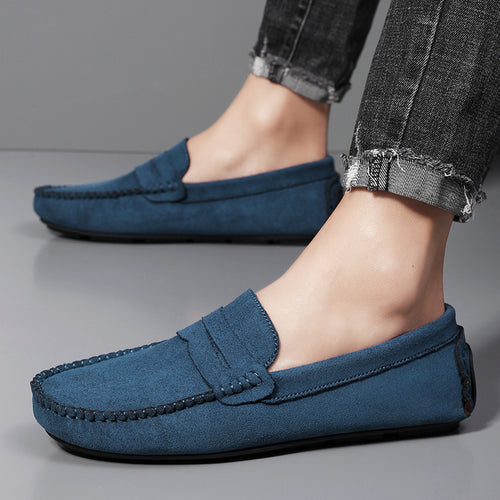 Herren elegante Veloursleder-Mokassin Fahrerhalbschuhe mit handgenähter Vordernaht und flexibler Gummiprofilsohle Shop Nory