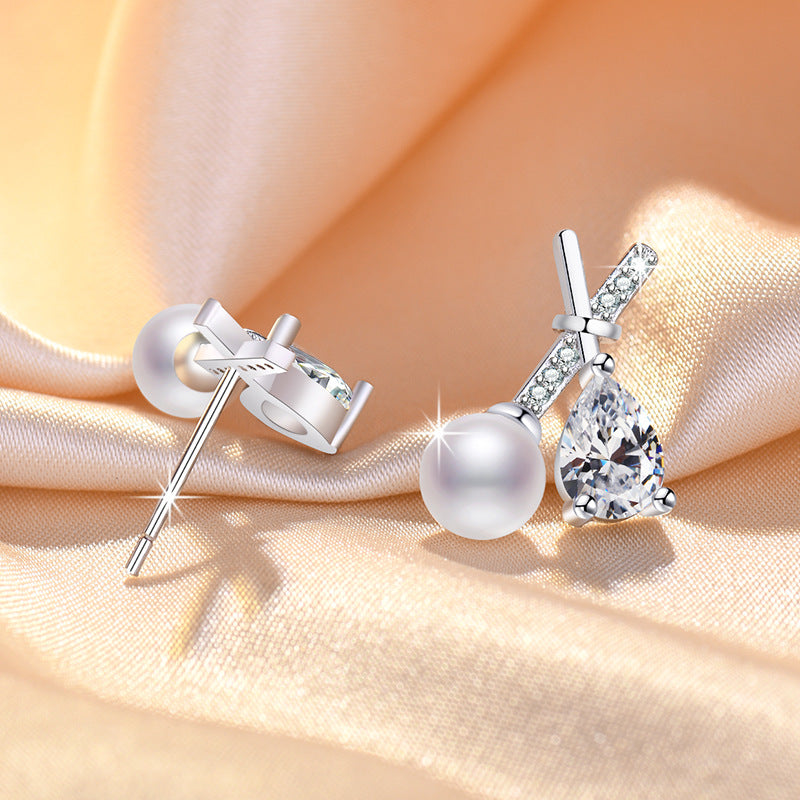 Damen Elegante Ohrringe mit Perlen und Kristallen Shop Nory