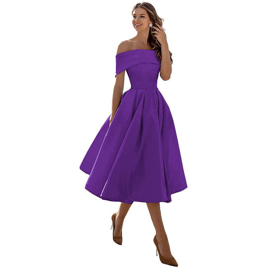 Legere Mode Satin Cocktailkleid Ohne Träger
