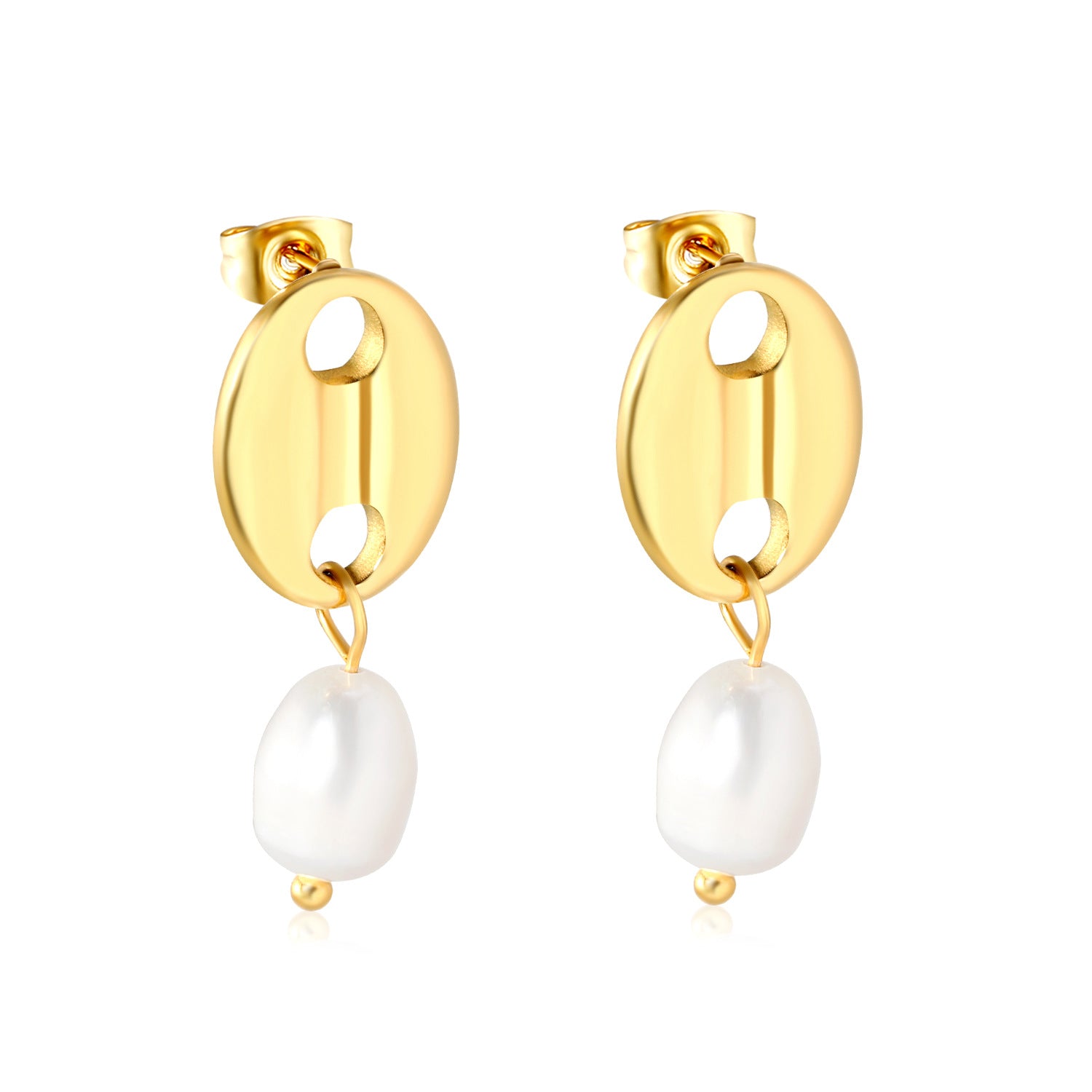Damen Ohrstecker mit eleganten Perlenakzenten und modernem Anhänger Shop Nory