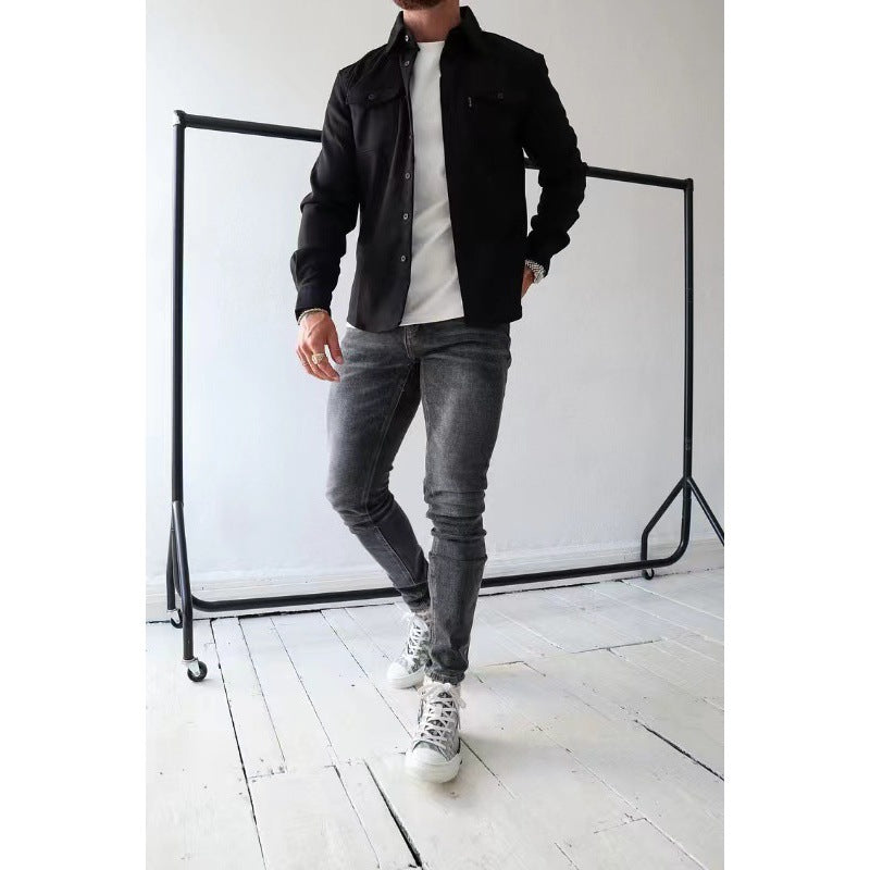 Herren Hemdjacke mit Brusttaschen und taillierter Passform Shop Nory