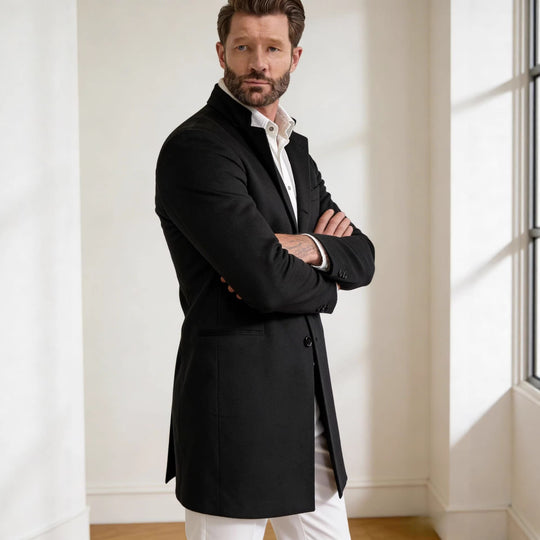 Herren Langer Unstrukturierter Leinen-Blazer mit Ein-Knopf-Verschluss und aufgesetzten Taschen Shop Nory