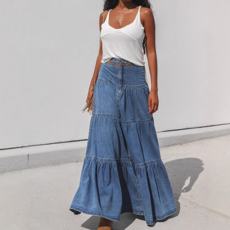 Damen luftiges Jeanskleid