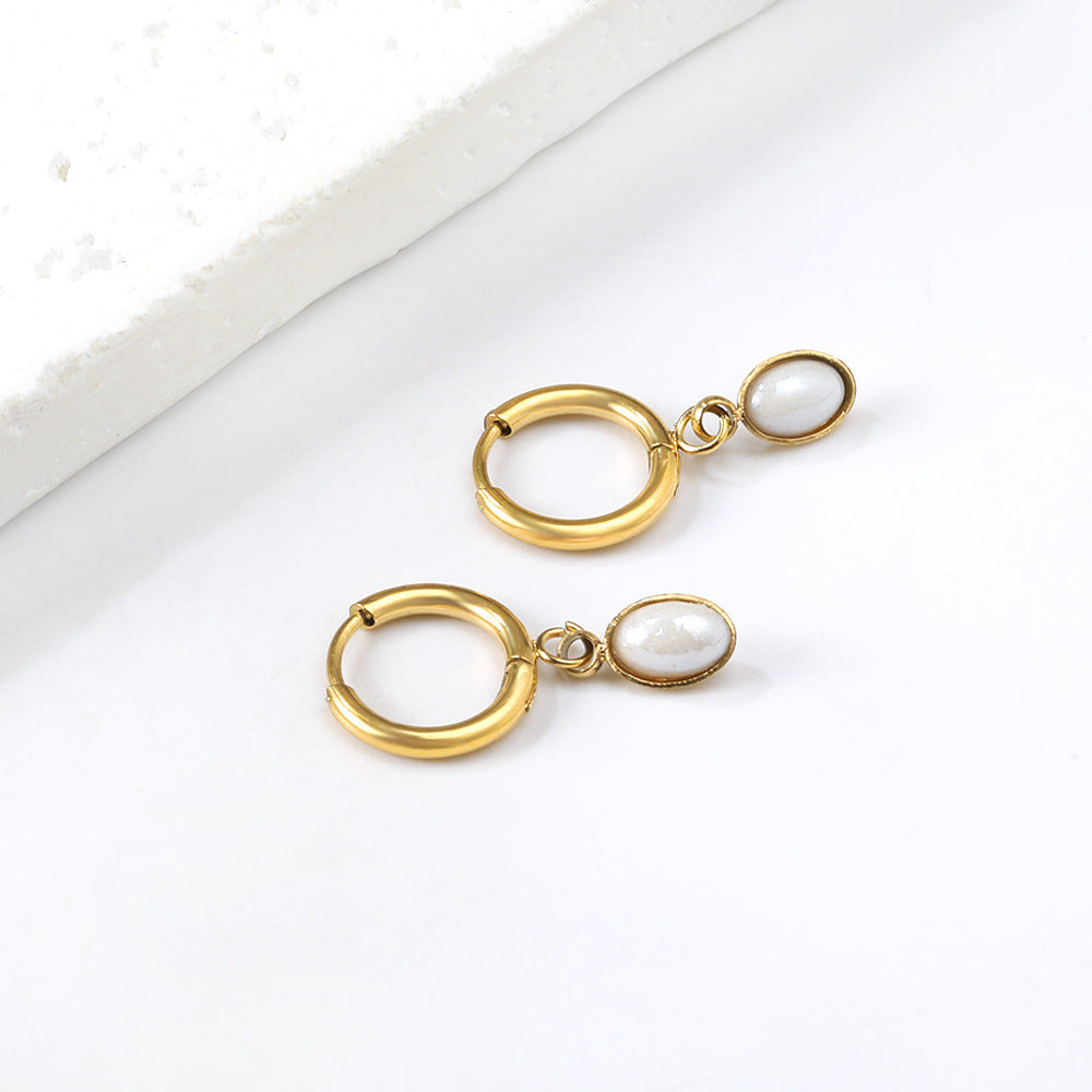 Damen Hängende Ohrstecker mit elegantem Perlenanhänger Shop Nory