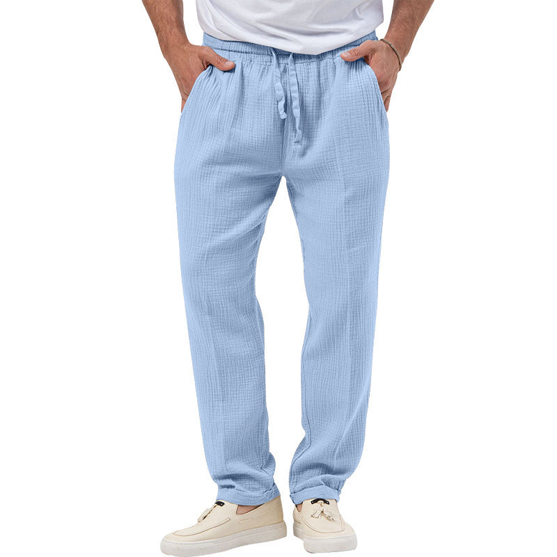 Herren entspannte Crinkle-Freizeithose mit Elastikbund Kordelzug geradem Bein und Eingrifftaschen Shop Nory