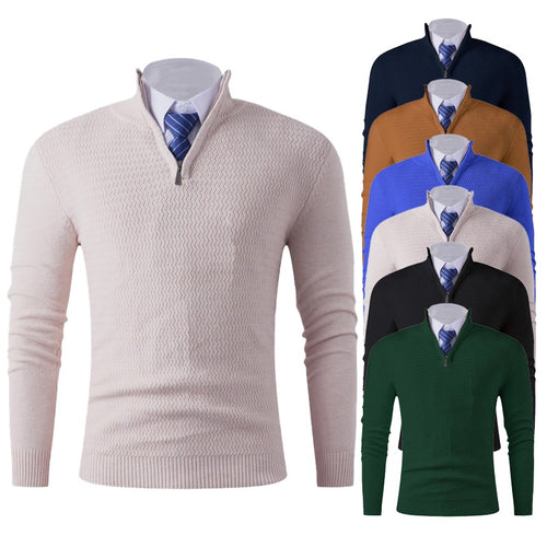 Herren Slim-Fit Feinstrickpullover mit Halbzip und strukturierter Wellenoptik Shop Nory