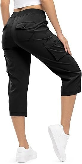 Damen Capri Cargo-Hosen in Bermuda-Länge mit hoher Taille und aufgesetzten Klappentaschen Shop Nory