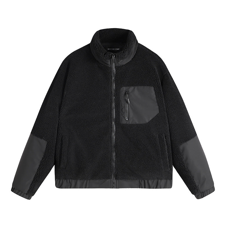 Herren Thermo-Sherpa-Fleecejacke mit Reißverschluss, Brusttasche und verstärkten Ellenbogen Shop Nory