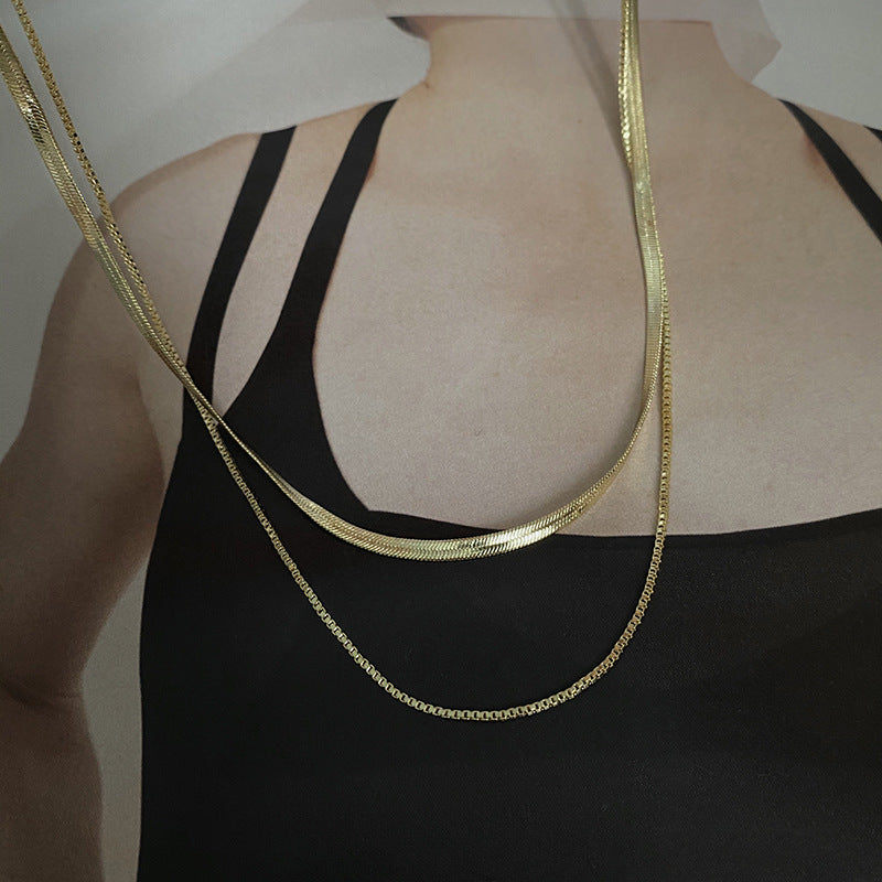 Damen Halskette mit doppeltem Gliederdesign Shop Nory