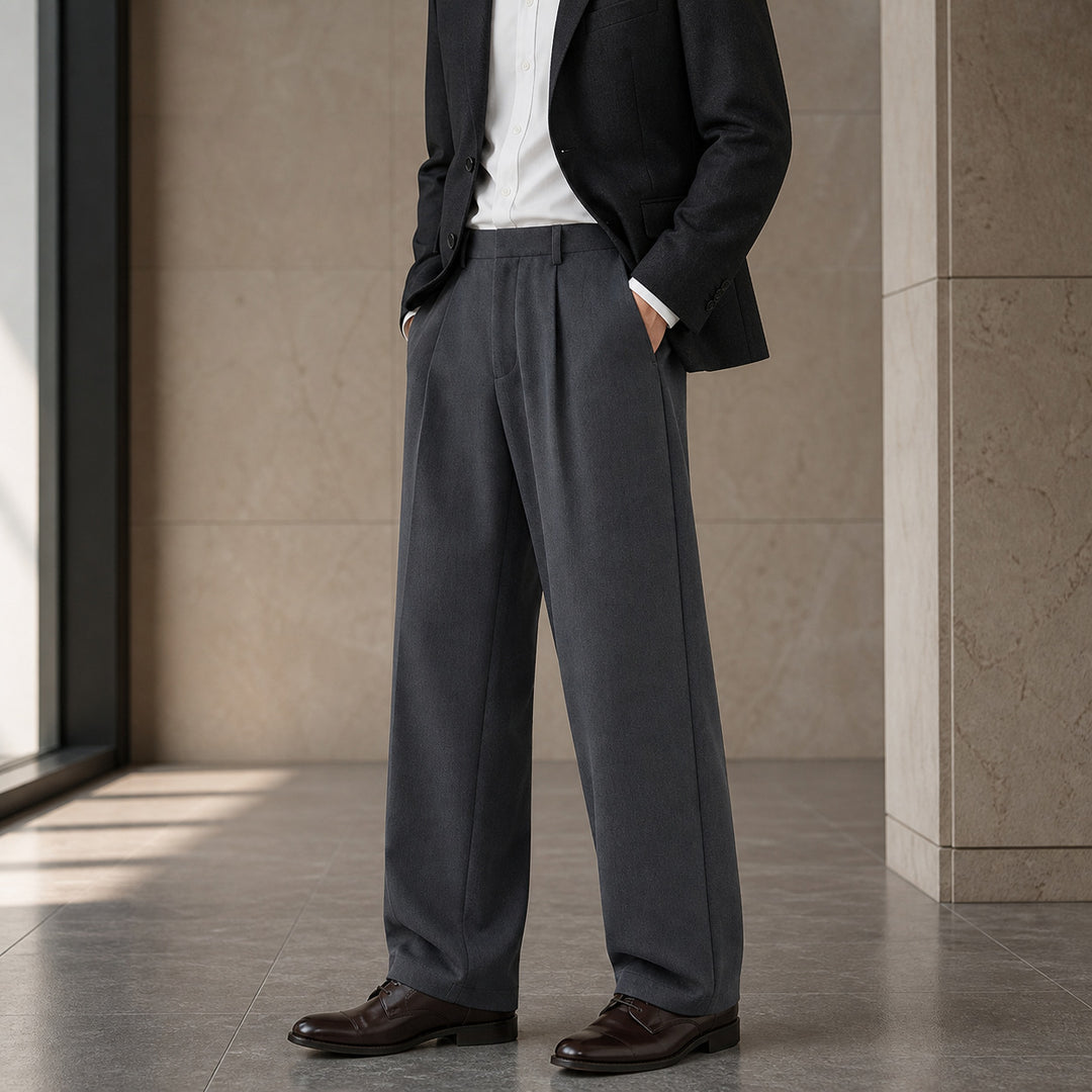 Herren Relaxed-Fit Bundfaltenhose aus feinem Webstoff mit weitem Bein Shop Nory