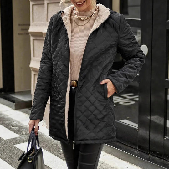 Damen gesteppter Kurzmantel mit Teddy-Innenseite und Zwei-Wege-Reißverschluss Shop Nory