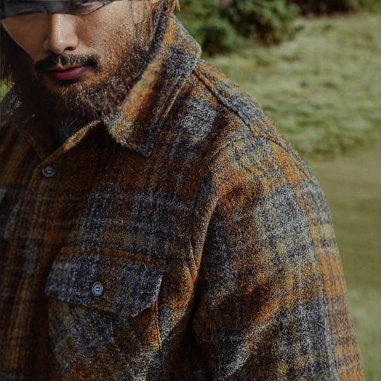 Herren Wollmix-Tweed-Hemdenjacke mit aufgesetzten Brusttaschen Shop Nory
