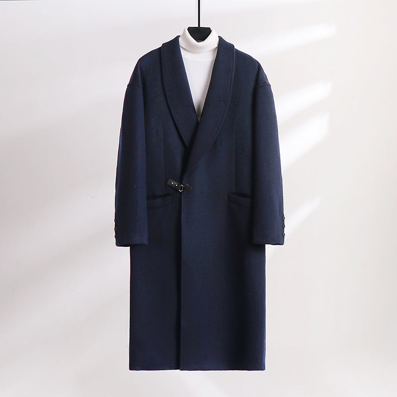 Herren Bodenlanger Wollmix-Mantel mit weitem Schalkragen und dekorativem Knebelverschluss Shop Nory
