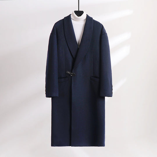 Herren Bodenlanger Wollmix-Mantel mit weitem Schalkragen und dekorativem Knebelverschluss Shop Nory
