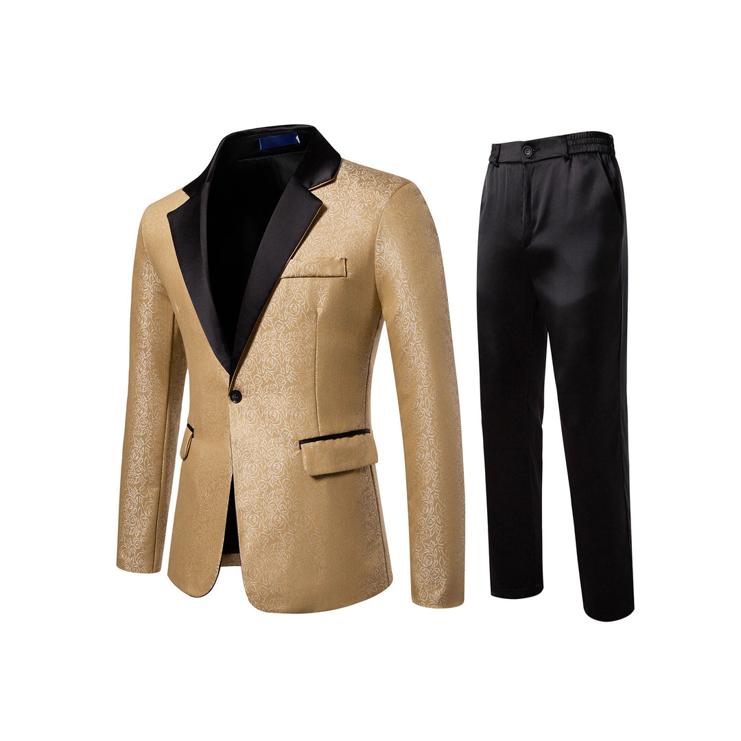 Herren Zweiteiliges Smoking-Set mit gemustertem Sakko und Satinrevers Shop Nory