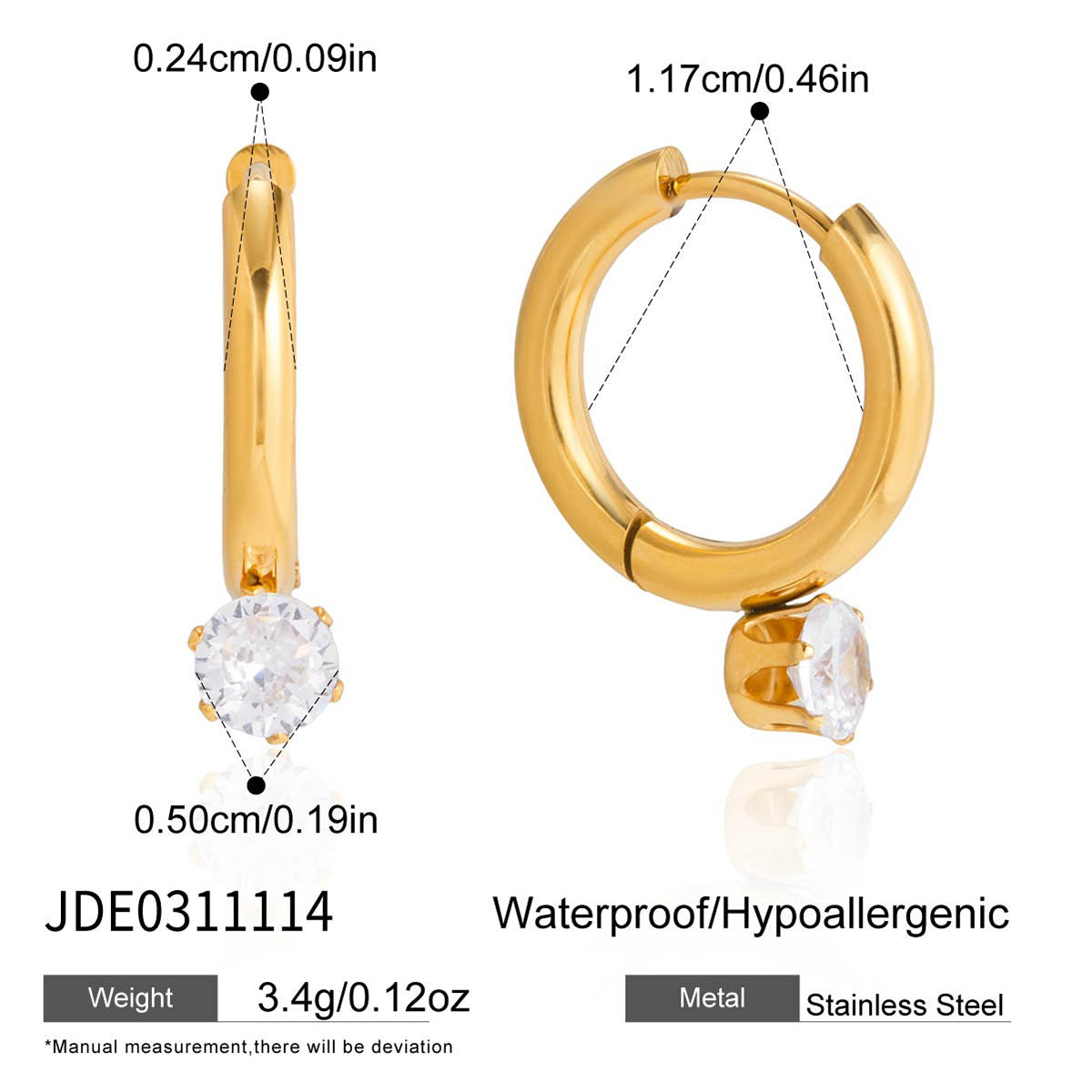 Damen Hoops Ohrstecker mit funkelndem Kristallanhänger Shop Nory