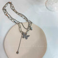 Damen Kette mit kunstvollem Schmetterlings- und Herzanänger Shop Nory