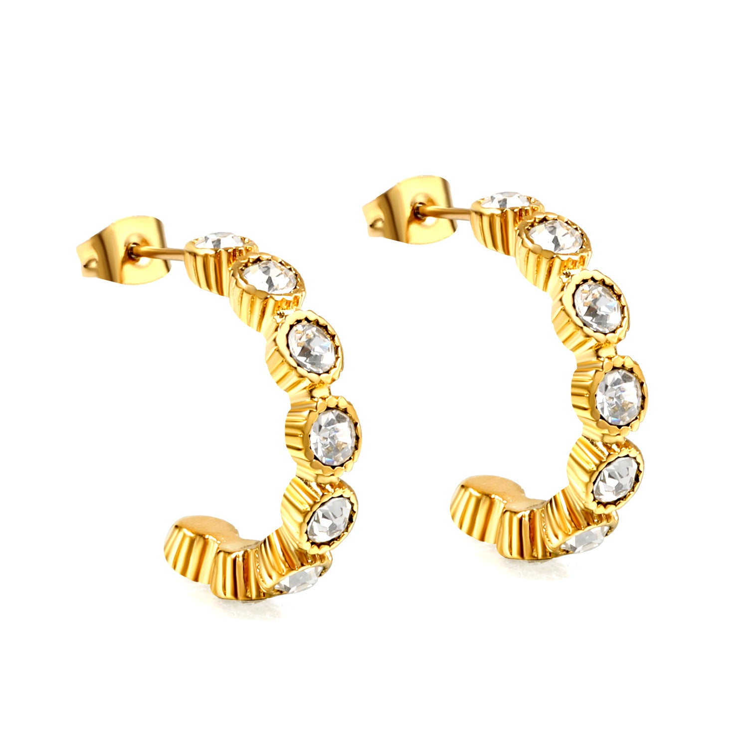 Damen Ohrstecker mit funkelnden Kristallakzenten und hochwertiger Goldbeschichtung Shop Nory