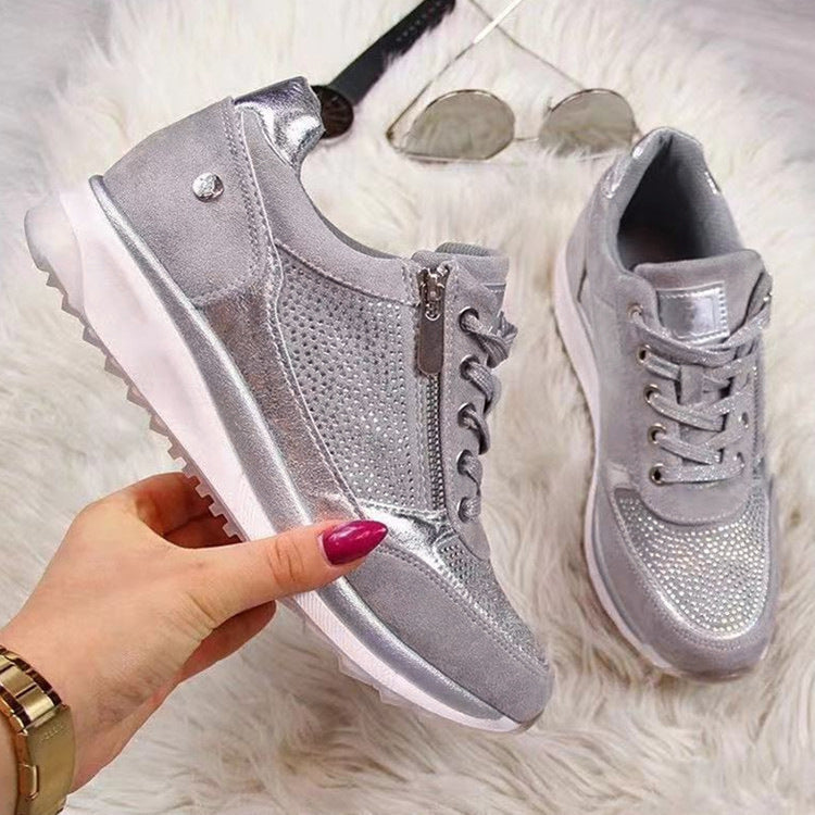 Damen Sneaker mit Keilsohle, Reißverschluss und Metallic-Details Shop Nory