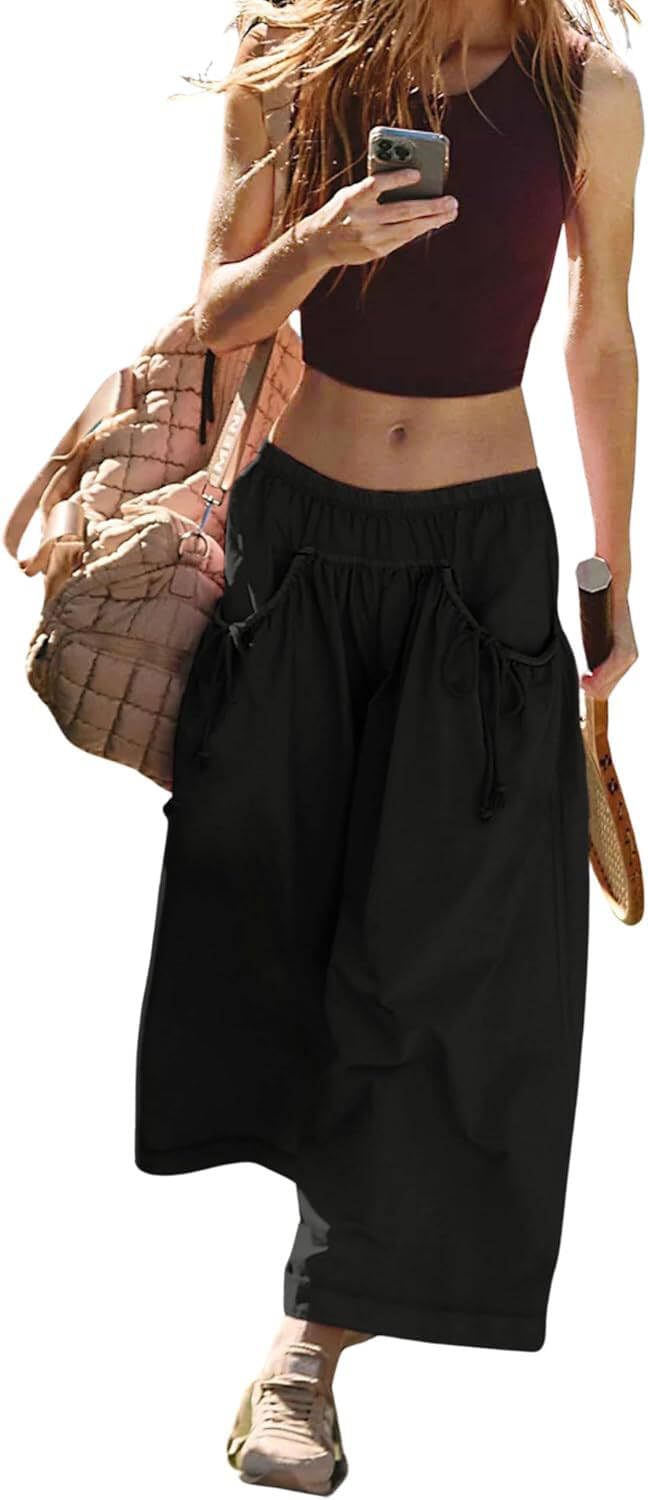 Damen Weite Culotte-Hose mit Kordelzug und großzügigen Taschen Shop Nory