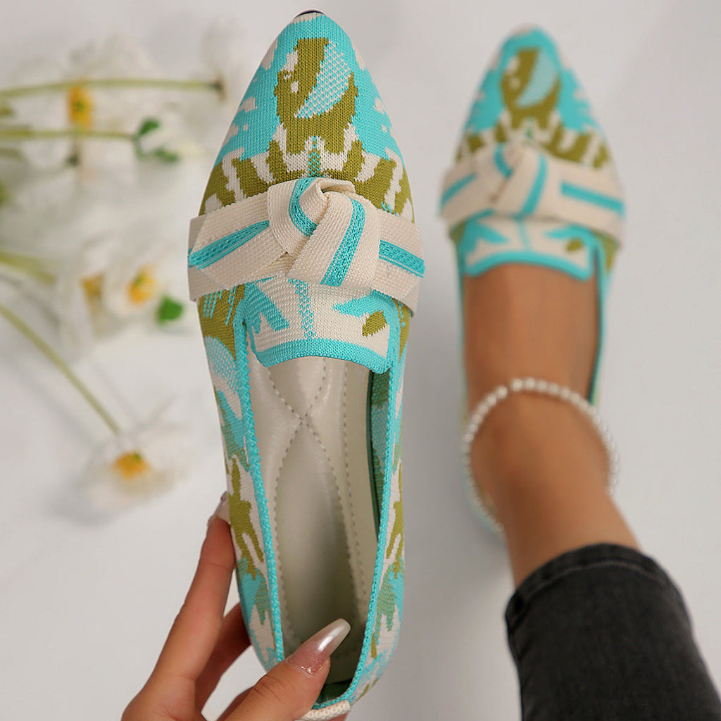 Damen Ballerinas mit modischem Streifendesign und charmantem Schleifenakzent Shopnory