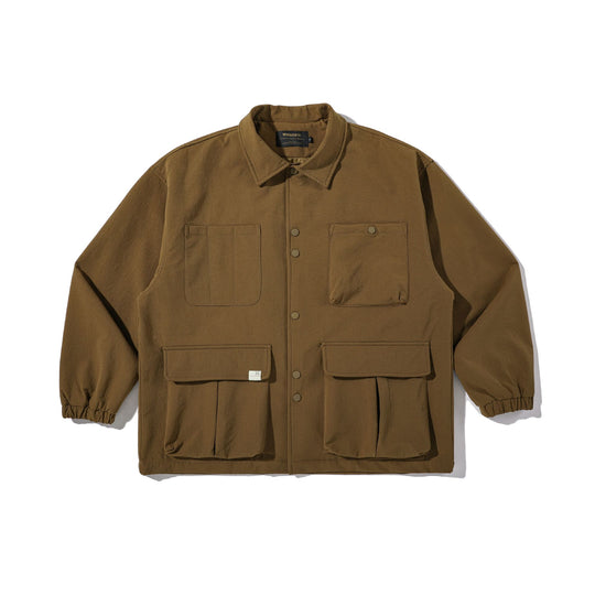 Herren Robuste Canvas-Utility-Jacke mit Druckknopffront und elastischen Bündchen Shop Nory
