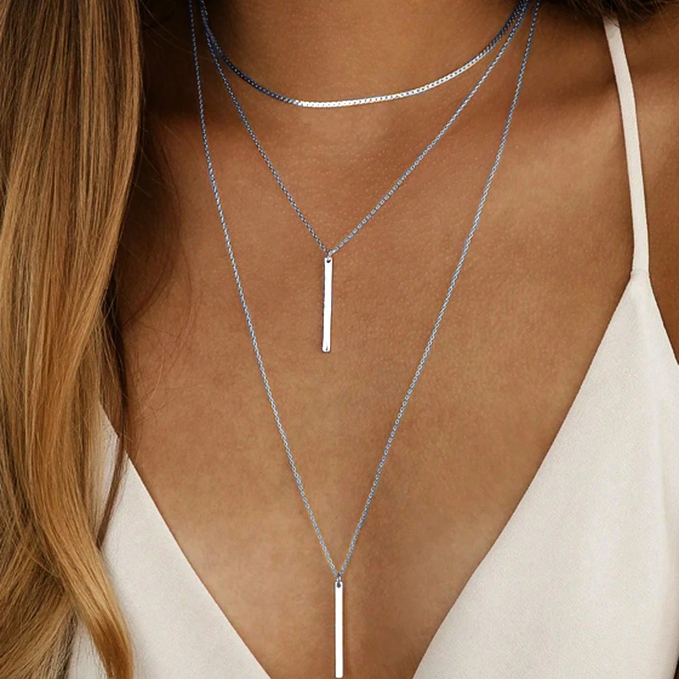 Damen mehrlagige Halskette mit minimalistischen Anhängern Shop Nory