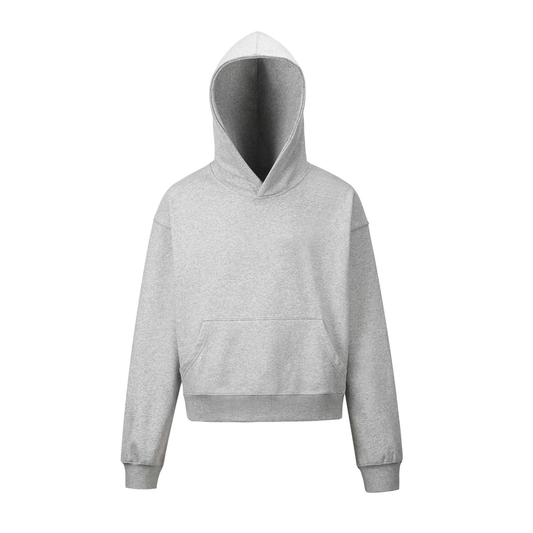 Damen nan kurzgeschnittener Boxy-Kapuzenpullover mit Kängurutasche und geripptem Komfortbund Shop Nory